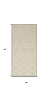 2' X 4' Cream And Beige Geometric Indoor Outdoor Area Rug