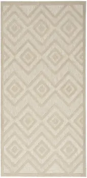 2' X 4' Cream And Beige Geometric Indoor Outdoor Area Rug
