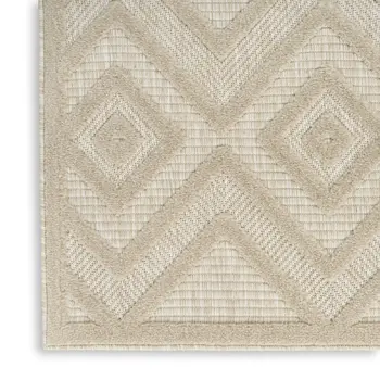 2' X 4' Cream And Beige Geometric Indoor Outdoor Area Rug