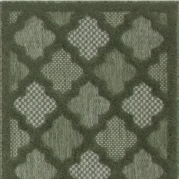 2' X 4' Dark Green And Light Green Geometric Indoor Outdoor Area Rug