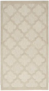 2' X 4' Cream And Beige Geometric Indoor Outdoor Area Rug