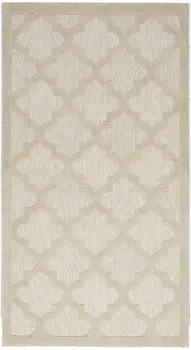 2' X 4' Cream And Beige Geometric Indoor Outdoor Area Rug