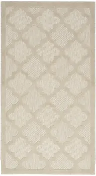 2' X 4' Cream And Beige Geometric Indoor Outdoor Area Rug