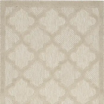 2' X 4' Cream And Beige Geometric Indoor Outdoor Area Rug