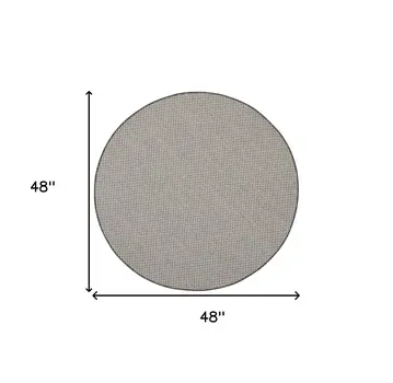 4' Ivory And Charcoal Round Geometric Indoor Outdoor Area Rug