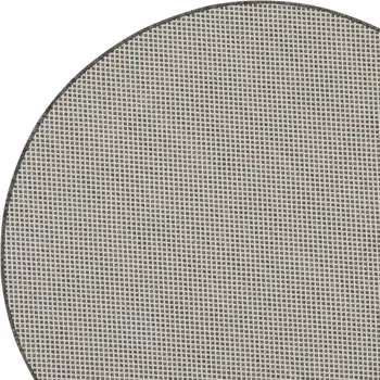 4' Ivory And Charcoal Round Geometric Indoor Outdoor Area Rug