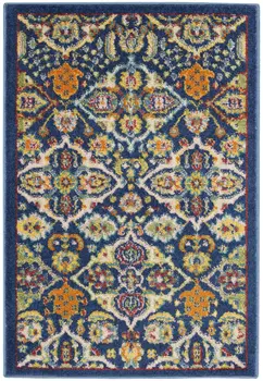 2' X 3' Blue Floral Power Loom Area Rug