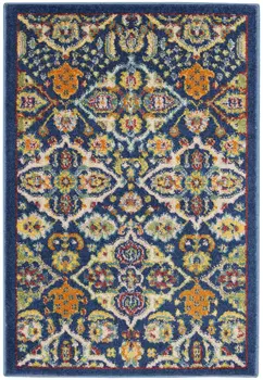 2' X 3' Blue Floral Power Loom Area Rug