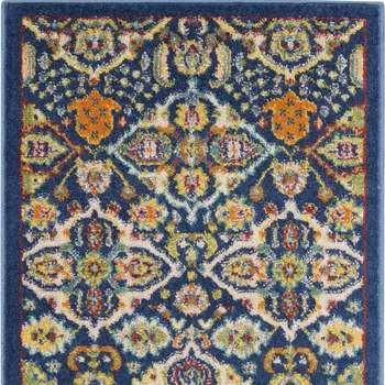2' X 3' Blue Floral Power Loom Area Rug