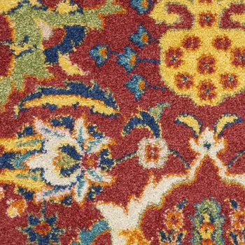 2' X 3' Red Floral Power Loom Area Rug