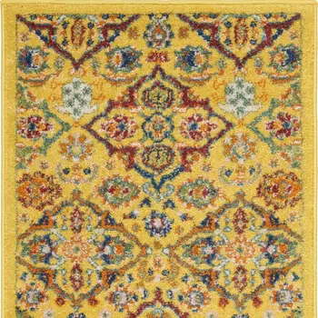 2' X 3' Yellow Floral Power Loom Area Rug