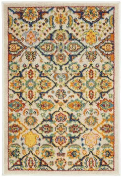 2' X 3' Ivory Floral Power Loom Area Rug