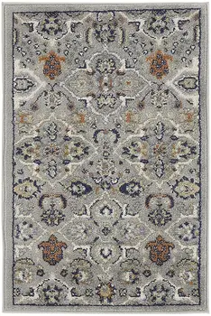 2' X 3' Gray Floral Power Loom Area Rug