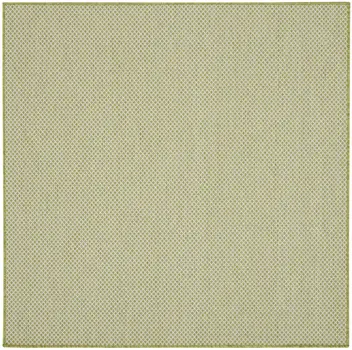 4' Ivory And Green Square Geometric Indoor Outdoor Area Rug