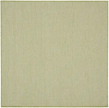 4' Ivory And Green Square Geometric Indoor Outdoor Area Rug