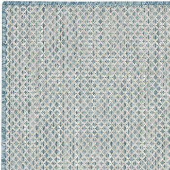 2' X 3' Aqua And Ivory Geometric Indoor Outdoor Area Rug
