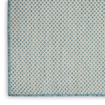 2' X 3' Aqua And Ivory Geometric Indoor Outdoor Area Rug