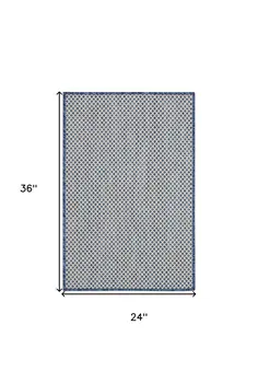 2' X 3' Ivory And Blue Geometric Indoor Outdoor Area Rug