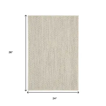 2' X 3' Ivory And Silver Geometric Indoor Outdoor Area Rug