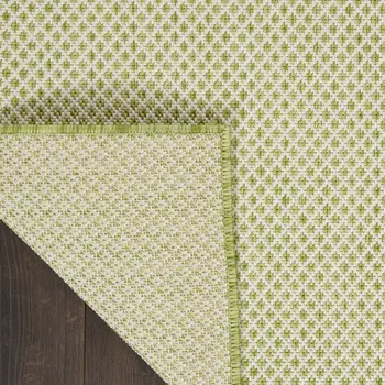 2' X 3' Ivory And Green Geometric Indoor Outdoor Area Rug
