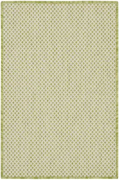 2' X 3' Ivory And Green Geometric Indoor Outdoor Area Rug