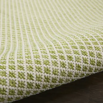 2' X 3' Ivory And Green Geometric Indoor Outdoor Area Rug