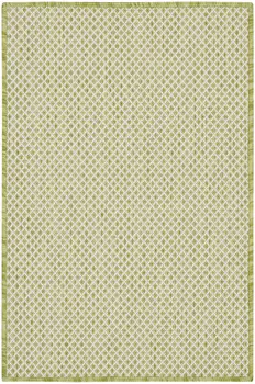 2' X 3' Ivory And Green Geometric Indoor Outdoor Area Rug
