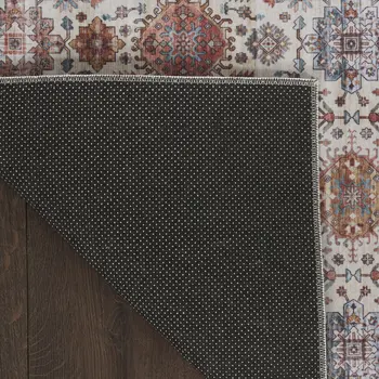 2' X 3' Beige and Orange Oriental Distressed Non Skid Area Rug