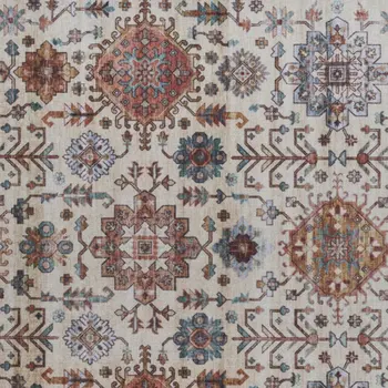 2' X 3' Beige and Orange Oriental Distressed Non Skid Area Rug