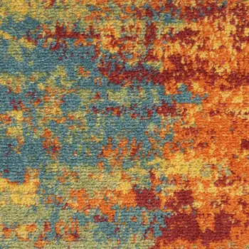 4' Flame Yellow And Orange Round Abstract Indoor Outdoor Area Rug