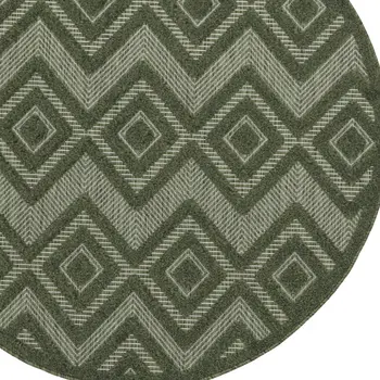 4' Dark Green And Light Green Round Geometric Indoor Outdoor Area Rug