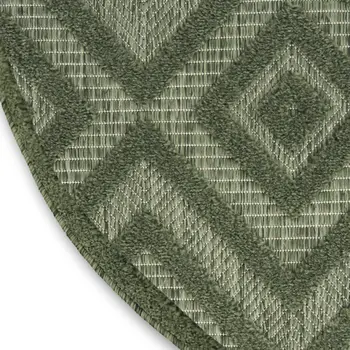 4' Dark Green And Light Green Round Geometric Indoor Outdoor Area Rug