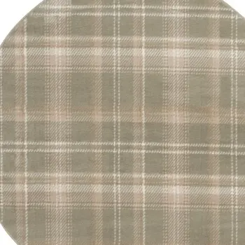 5' Olive Green and Ivory Plaid Round Rug