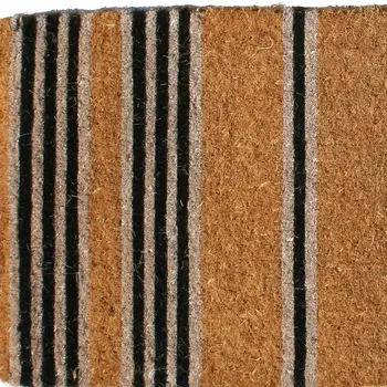 18" X 30" Brown and Black Coir Striped Outdoor Door Mat