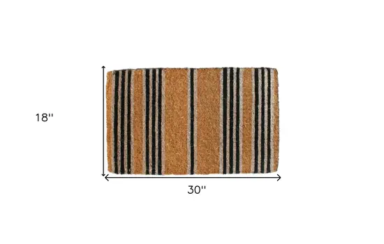 18" X 30" Brown and Black Coir Striped Outdoor Door Mat
