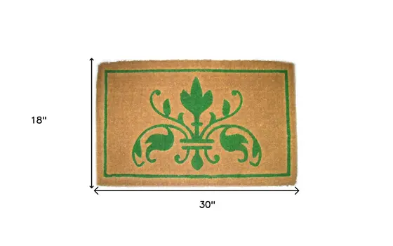 18" X 30" Brown and Green Coir Abstract Outdoor Door Mat