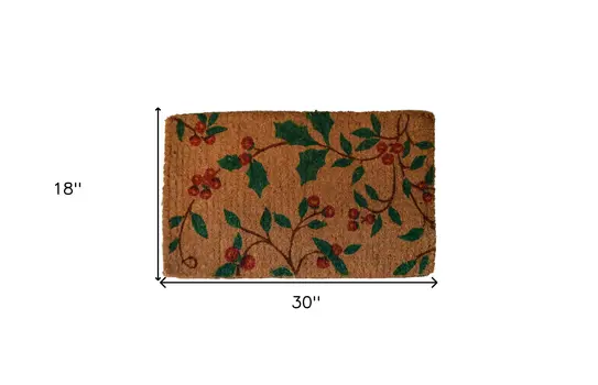18" X 30" Brown and Green Coir Holiday Outdoor Christmas Door Mat