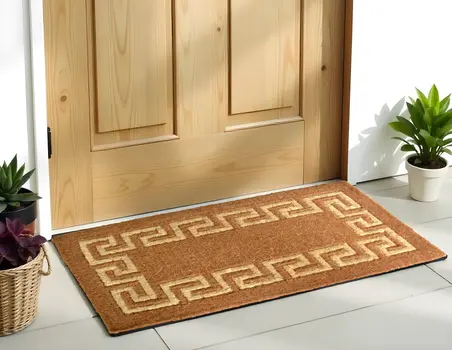36" X 60" Brown Coir Greek Key Outdoor Door Mat