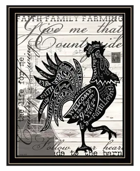 Faith Family Farming Rooster Black Framed Wall Art