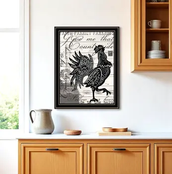 Faith Family Farming Rooster Black Framed Wall Art