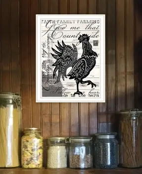Faith Family Farm Rooster White Framed Wall Art
