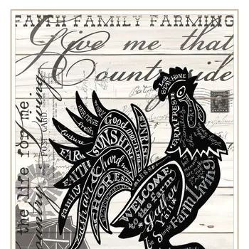 Faith Family Farm Rooster White Framed Wall Art