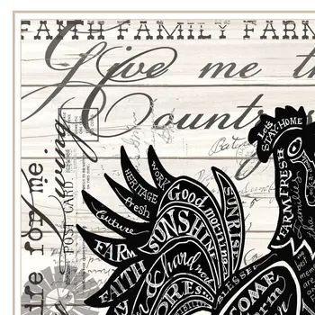 Faith Family Farm Rooster White Framed Wall Art