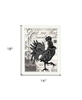 Faith Family Farm Rooster White Framed Wall Art