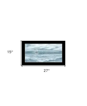 Three Sailboats Ocean Scene Black Framed Wall Art