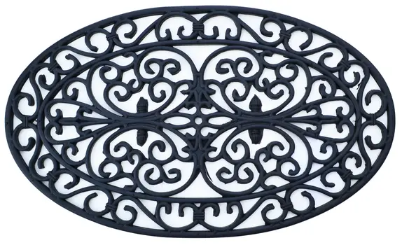 18" X 30" Black Rubber Outdoor Oval Door Mat