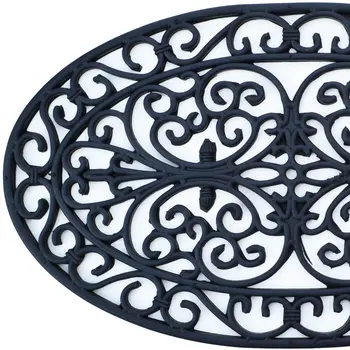 18" X 30" Black Rubber Outdoor Oval Door Mat