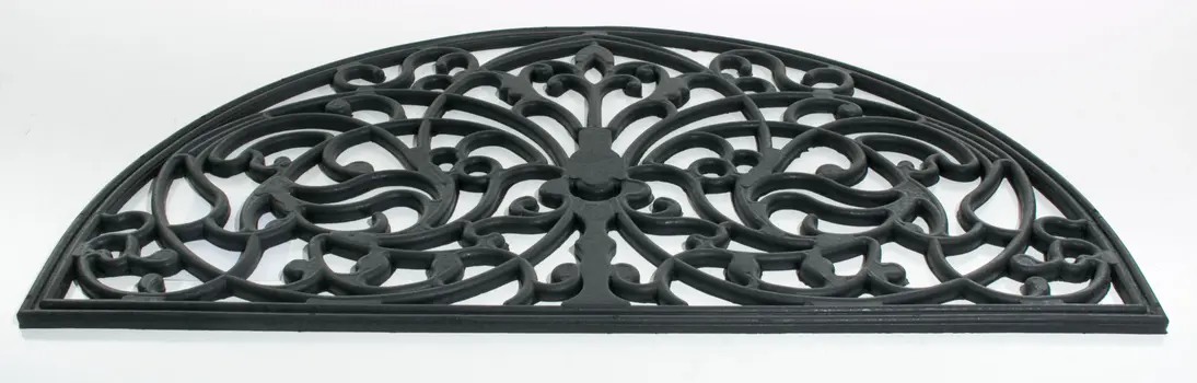 18" X 30" Black Rubber Outdoor Semi Circle Door Mat