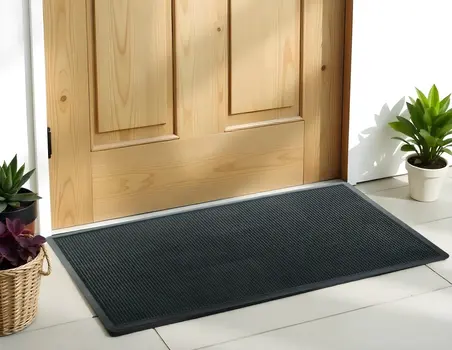 18" X 47" Black Rubber Outdoor Door Mat