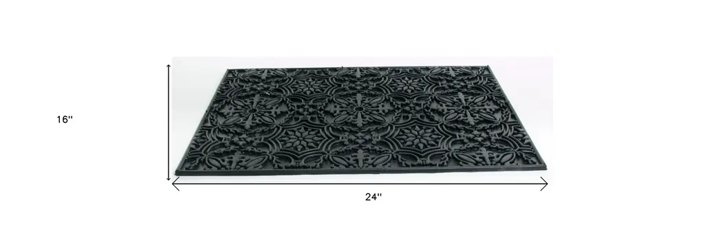 16" X 24" Black Rubber Outdoor Door Mat